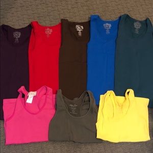 6 Sugarlips woman tanks and 3 other tanks